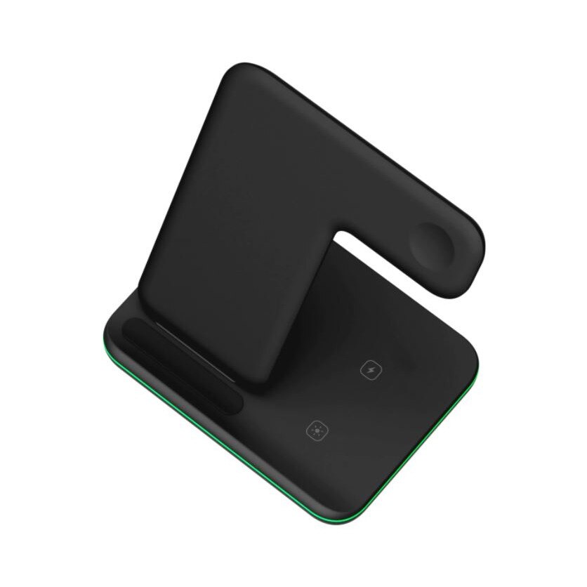 Incarcator Wireless / Statie Incarcare 3 In 1 Fast Charger 15W Incarcare Rapida Compatibil Cu Apple Watch Toate Seriile Airpods Toate Modele si Iphone Android Samsung Huawei Xiaomi Negru