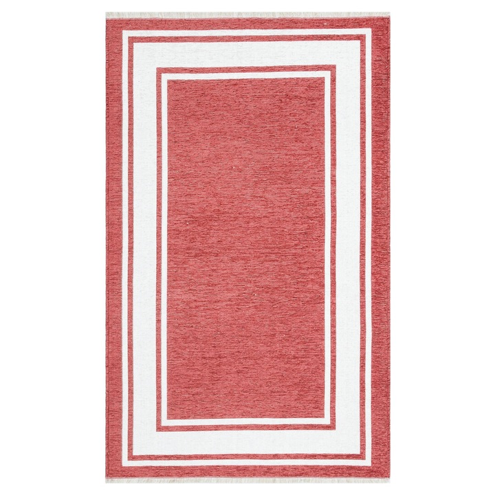NOA Home Maze szőnyeg, megfordítható, földszürke - piros színű, 75 x 150 cm