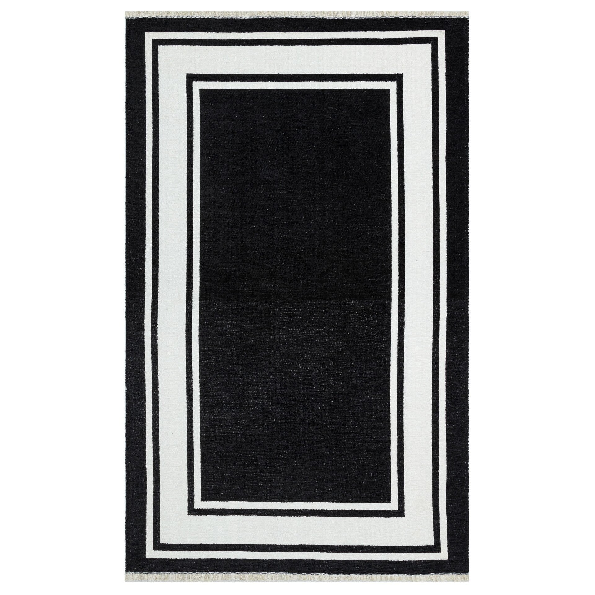 Covor Maze Home NOA, Reversibil, Black White , 75 x 150 cm