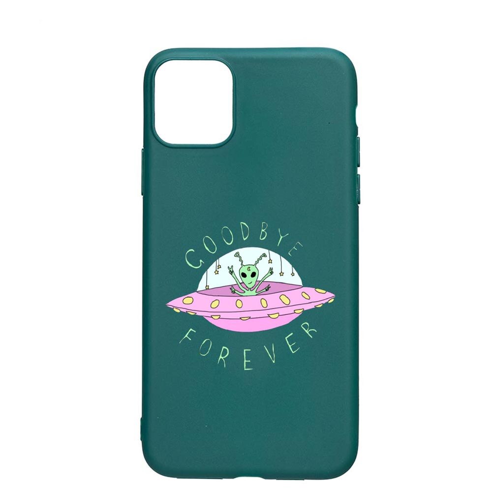 Husa Apple iPhone 11 Pro Max, Universe, Good Bye, rezistenta la uzura, anti-alunecare, din silicon Premium, ForestGreen, FG474