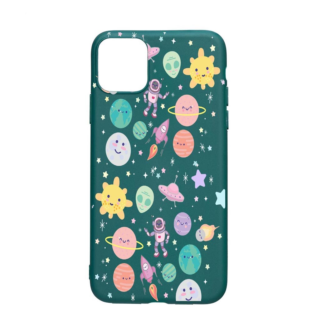 Husa Apple iPhone 11 Pro Max, Universe, UFO, rezistenta la uzura, anti-alunecare, din silicon Premium, ForestGreen, FG473