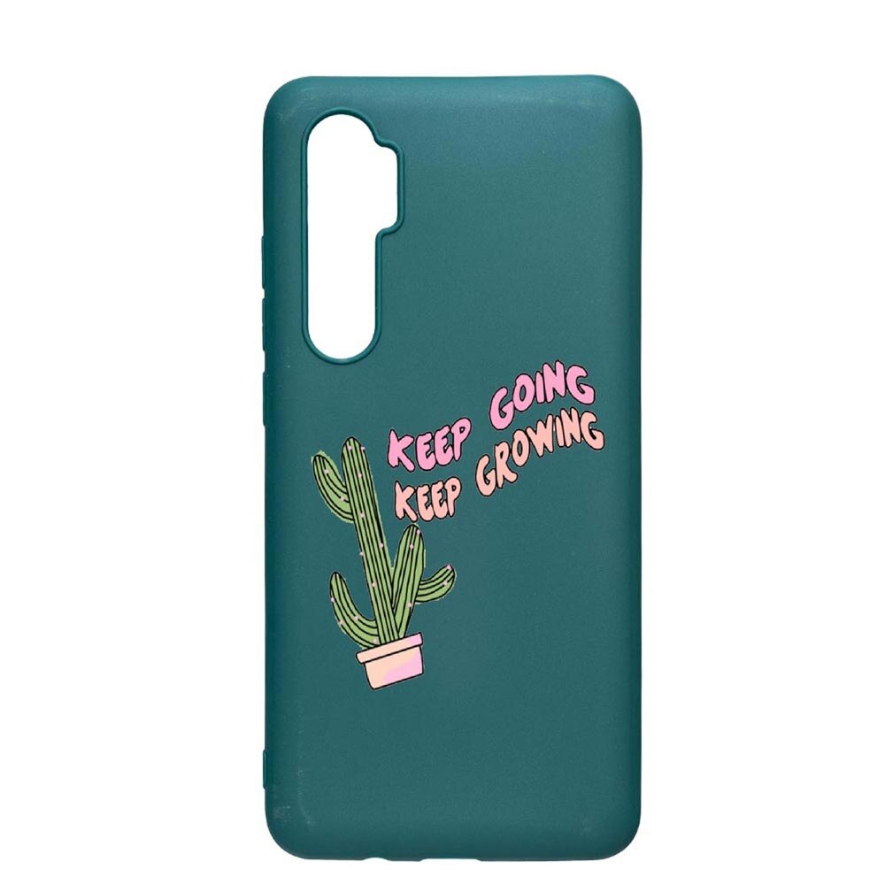 Husa Xiaomi Mi Note 10 Lite, Keep Going, rezistenta la uzura, anti-alunecare, din silicon Premium, ForestGreen, FG482