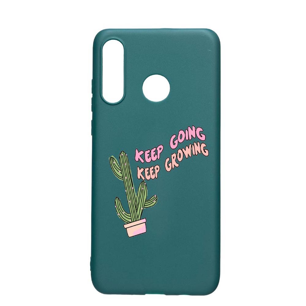 Husa Huawei P30 Lite, Keep Going, rezistenta la uzura, anti-alunecare, din silicon Premium, ForestGreen, FG482