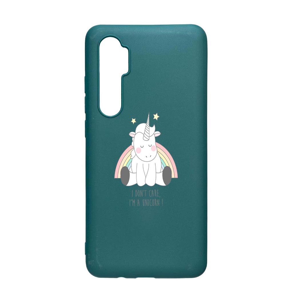 Husa Xiaomi Mi Note 10 Lite, Unicorn - I Dont Care, rezistenta la uzura, anti-alunecare, din silicon Premium, ForestGreen, FG524