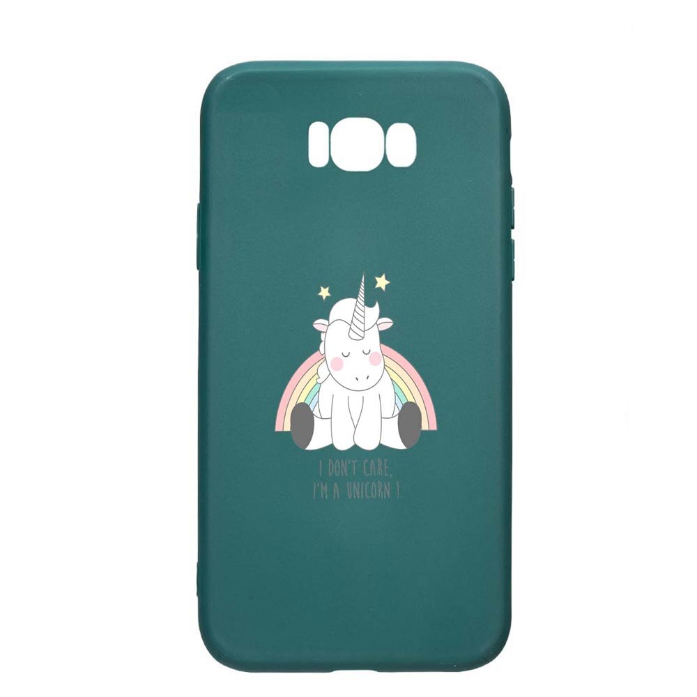 Husa Samsung Galaxy S8, Unicorn - I Dont Care, rezistenta la uzura, anti-alunecare, din silicon Premium, ForestGreen, FG524