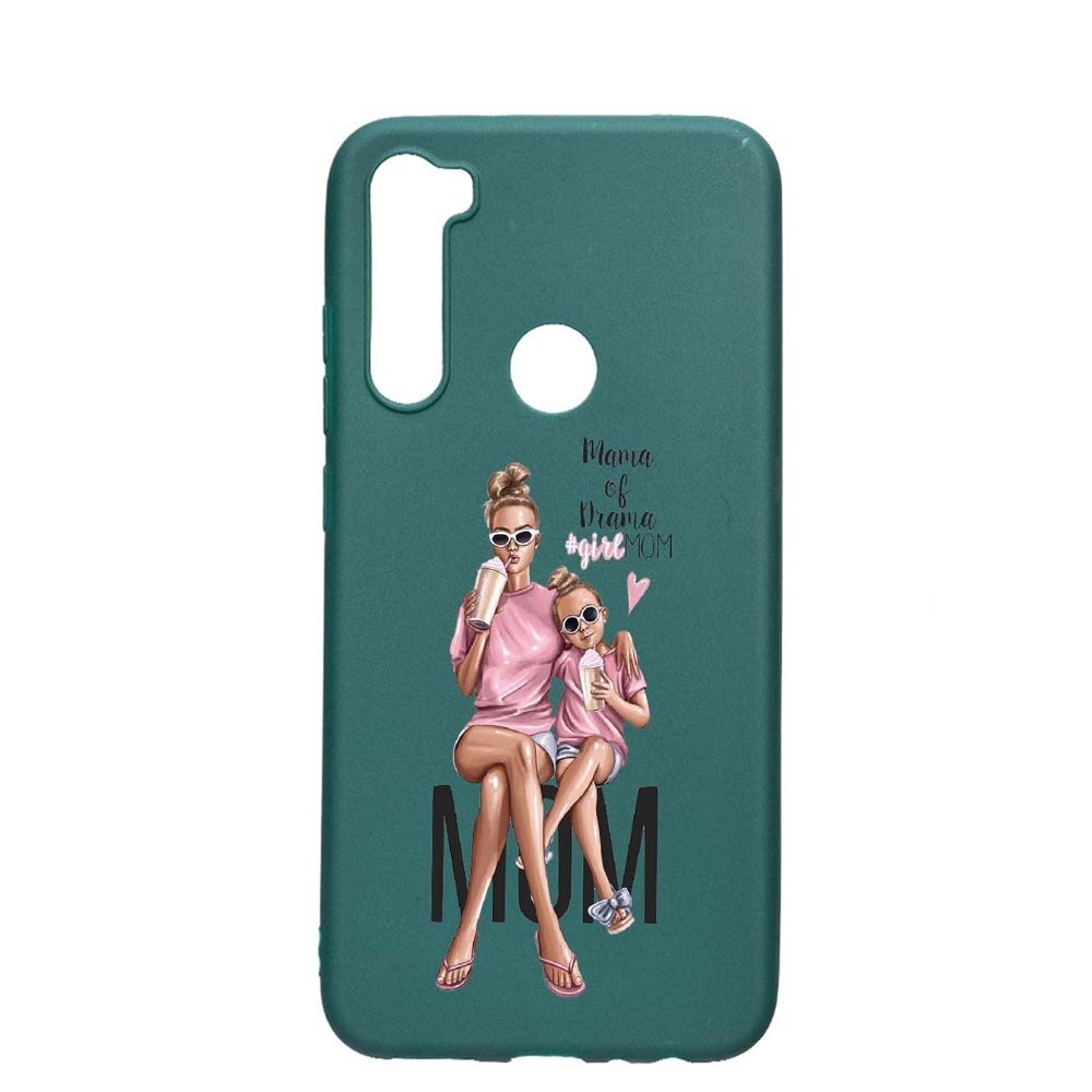 Husa Xiaomi Redmi Note 8, Girl Mom, rezistenta la uzura, anti-alunecare, din silicon Premium, ForestGreen, FG558