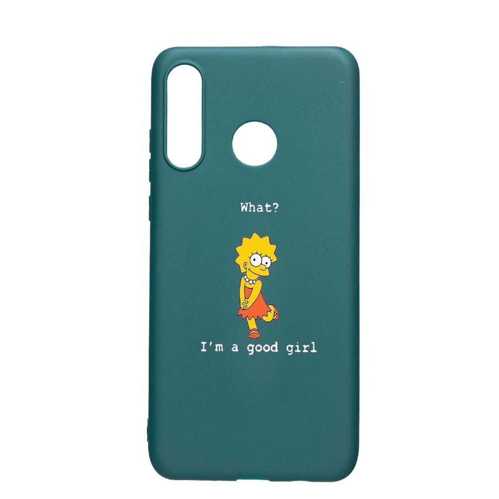 Husa Huawei P30 Lite, Lisa - I'm a good girl, rezistenta la uzura, anti-alunecare, din silicon Premium, ForestGreen, FG591