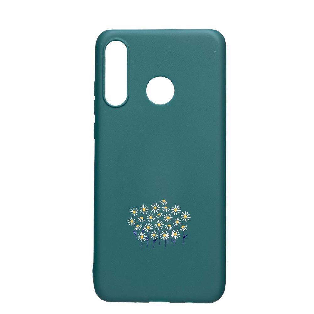 Husa Huawei P30 Lite, Little Flowers, rezistenta la uzura, anti-alunecare, din silicon Premium, ForestGreen, FG642