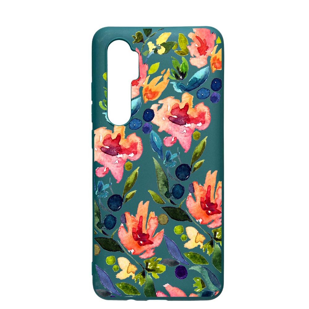 Husa Xiaomi Mi Note 10 Lite, Spring Flowers, rezistenta la uzura, anti-alunecare, din silicon Premium, ForestGreen, FG628