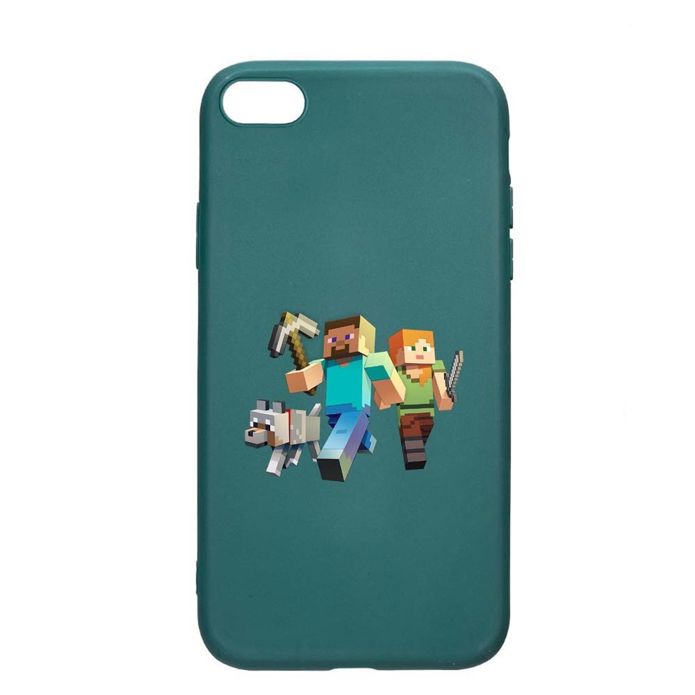 Husa Apple iPhone SE 2 / iPhone 8 / iPhone 7, Minecraft, rezistenta la uzura, anti-alunecare, din silicon Premium, ForestGreen, FG730