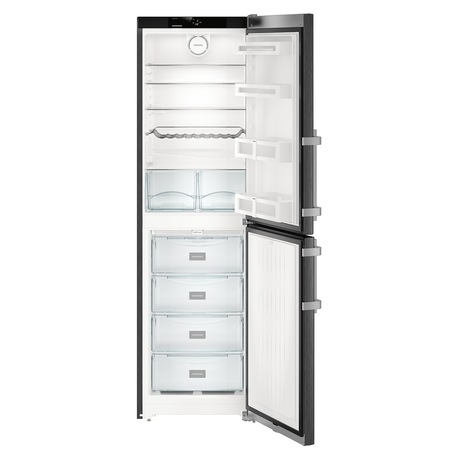 Combina Frigorifica Liebherr CNbs 3915, 340 L, No Frost, Display, Touch control, Raft sticle, SuperCool , Alarma usa, , Clasa E, H 201 cm, Inox negru