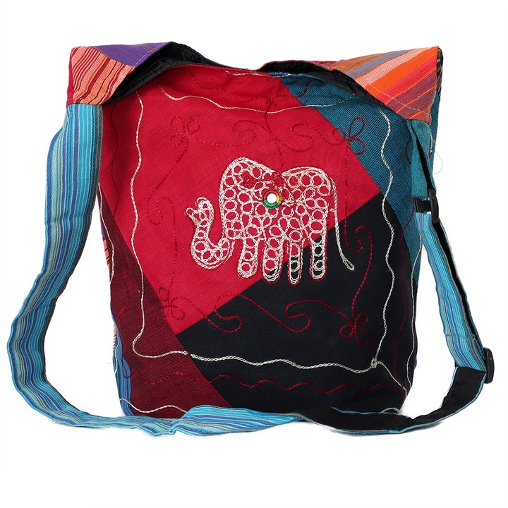 Geanta UNICAT din material textil, handmade in Nepal, EMLHB186
