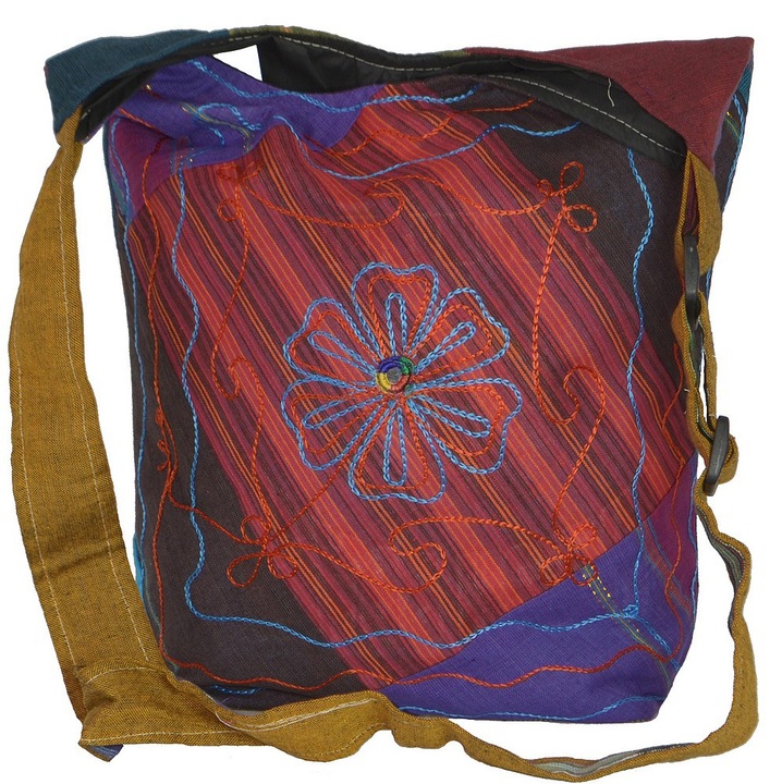 Geanta UNICAT din material textil, handmade in Nepal, EMLHB13
