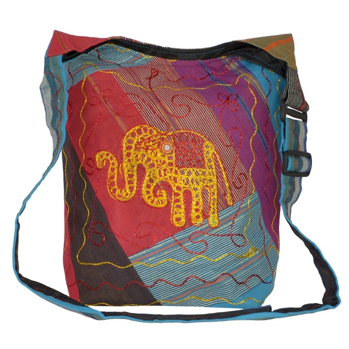 Geanta UNICAT din material textil, handmade in Nepal, EMLHB29