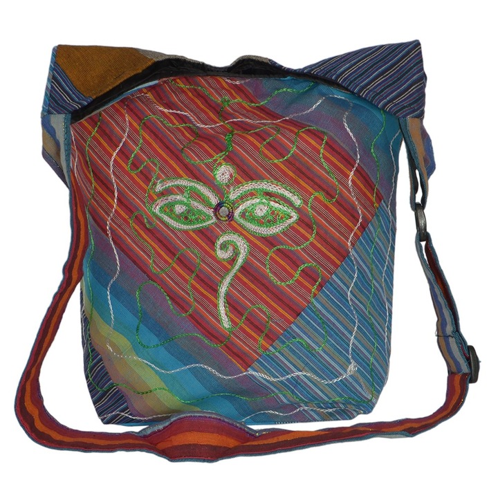 Geanta UNICAT din material textil, handmade in Nepal, EMLHB83