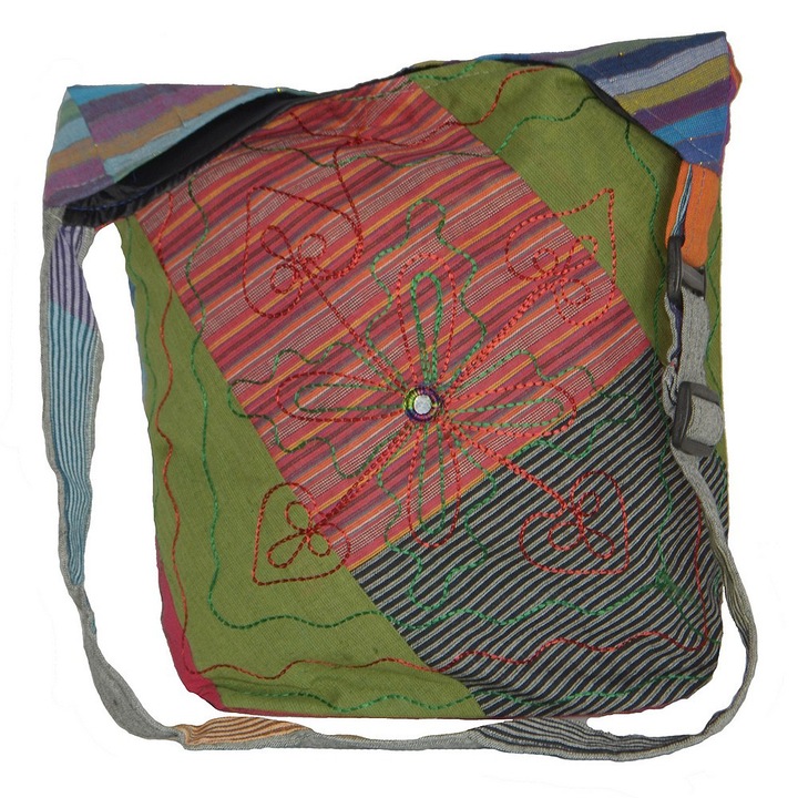 Geanta UNICAT din material textil, handmade in Nepal, EMLHB12
