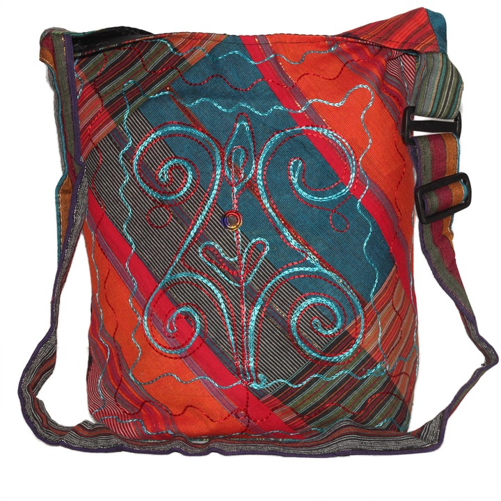 Geanta UNICAT din material textil, handmade in Nepal, EMLHB209