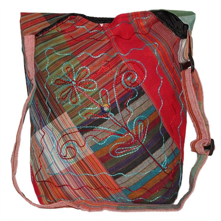 Geanta UNICAT din material textil, handmade in Nepal, EMLHB208