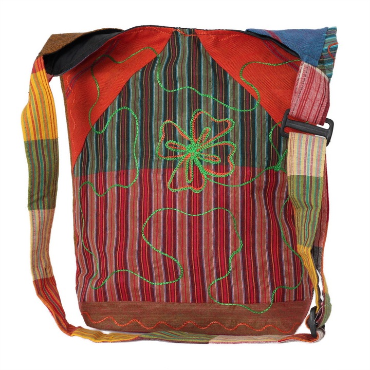 Geanta UNICAT din material textil, handmade in Nepal, EMLHB196