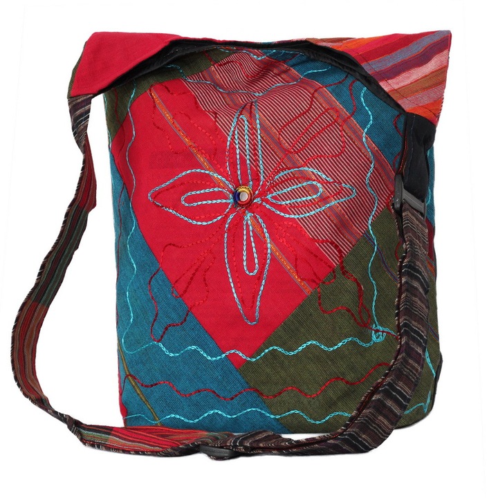 Geanta UNICAT din material textil, handmade in Nepal, EMLHB197