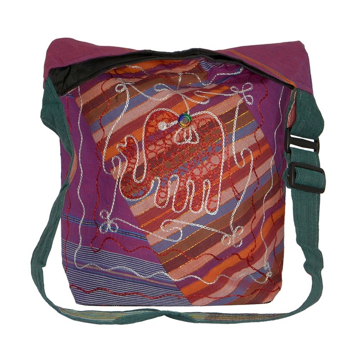 Geanta UNICAT din material textil, handmade in Nepal, EMLHB31