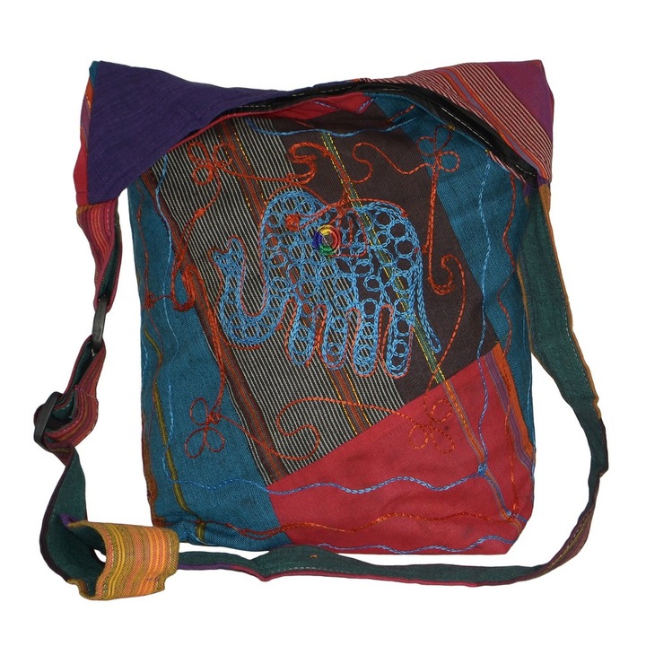 Geanta UNICAT din material textil, handmade in Nepal, EMLHB33