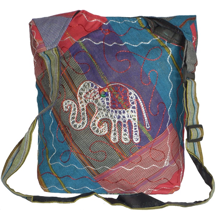 Geanta UNICAT din material textil, handmade in Nepal, EMLHB14