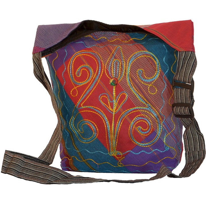 Geanta UNICAT din material textil, handmade in Nepal, EMLHB08