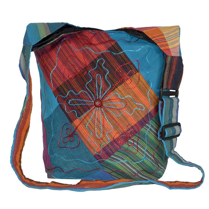 Geanta UNICAT din material textil, handmade in Nepal, EMLHB30