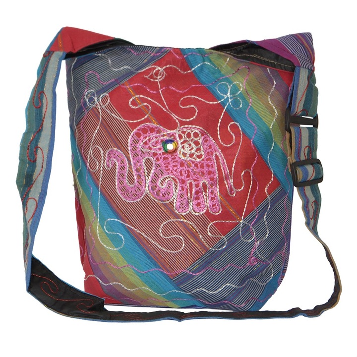 Geanta UNICAT din material textil, handmade in Nepal, EMLHB28