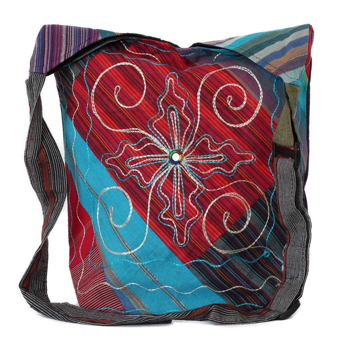 Geanta UNICAT din material textil, handmade in Nepal, EMLHB172