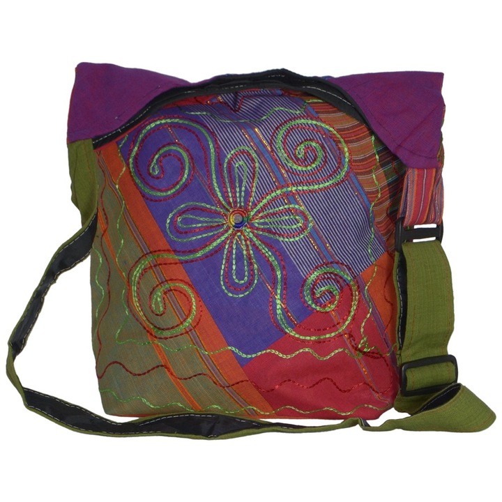 Geanta UNICAT din material textil, handmade in Nepal, EMLHB92