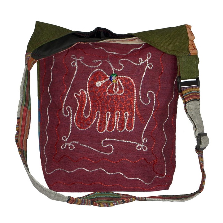 Geanta UNICAT din material textil, handmade in Nepal, EMLHB32