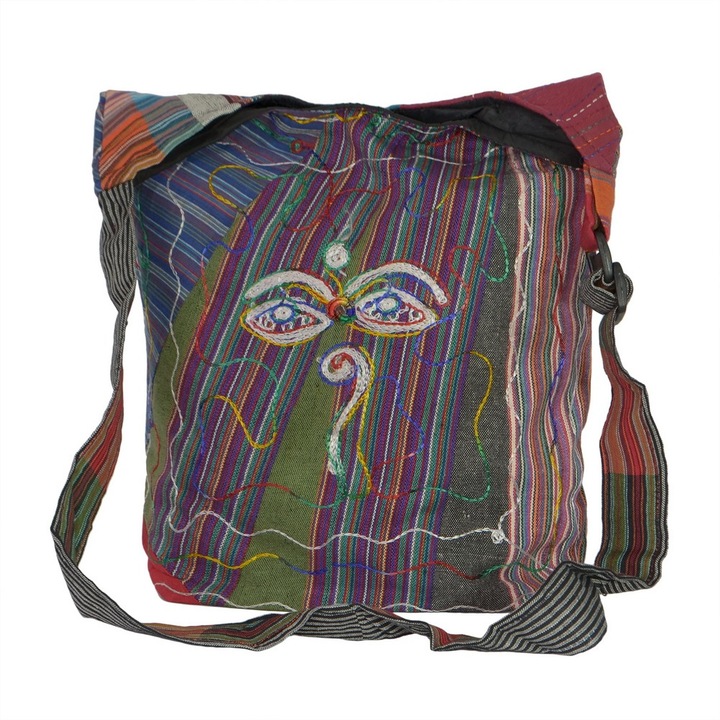 Geanta UNICAT din material textil, handmade in Nepal, EMLHB34