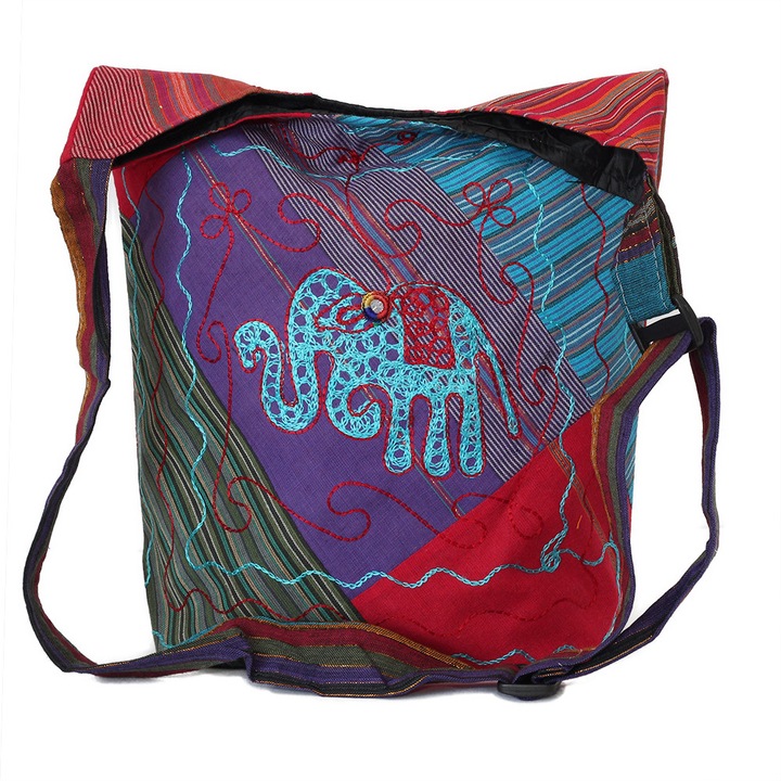 Geanta UNICAT din material textil, handmade in Nepal, EMLHB166