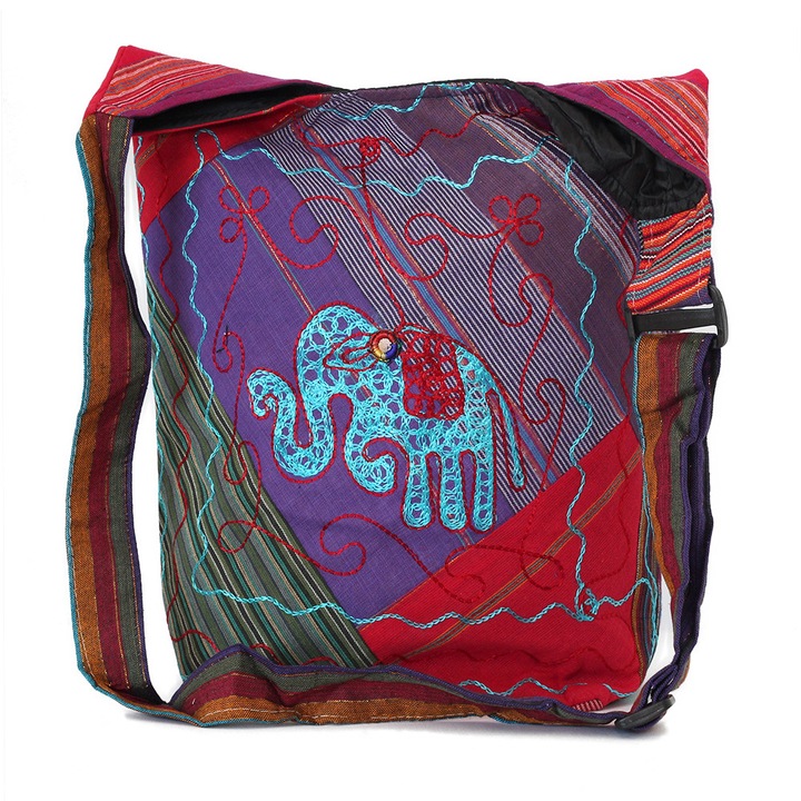 Geanta UNICAT din material textil, handmade in Nepal, EMLHB169