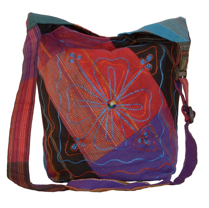 Geanta UNICAT din material textil, handmade in Nepal, EMLHB06