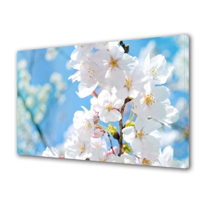 Tablou Canvas Floare cu nuante Alb-albaste , 80 x 140 cm