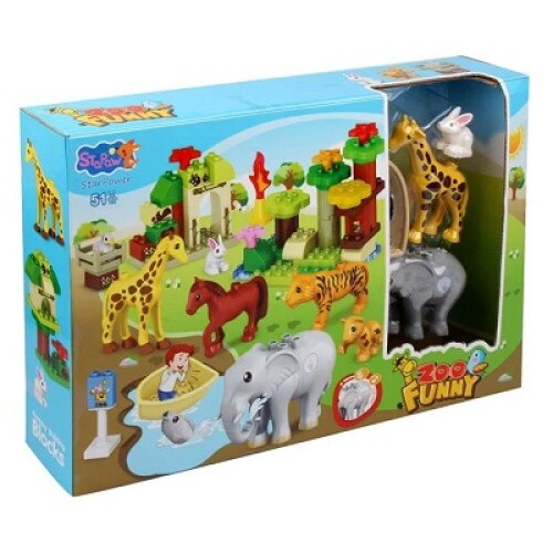 Set de constructie Zoo, cu cuburi si figurine