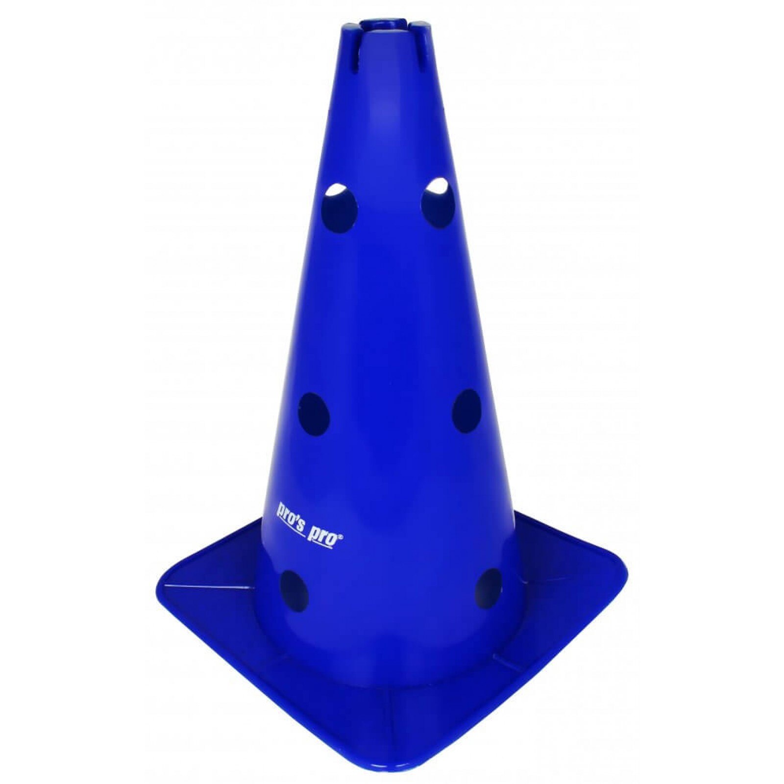 Marcaj premium tip con, 38 cm, cu orificii si varf crestat, albastru, set 10 conuri