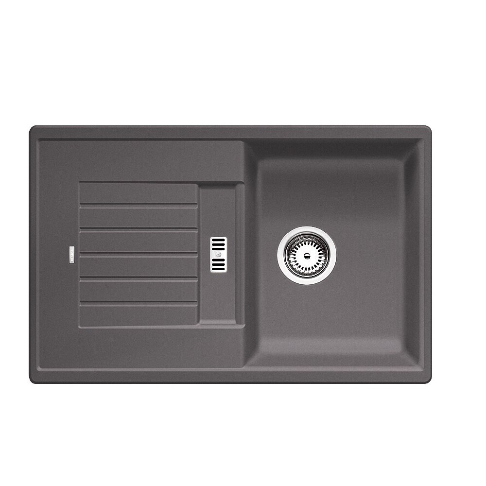 Chiuveta bucatarie, Blanco ZIA 45 S Chiuveta Silgranit gri piatra, 78 x 50 x 19 cm, sifon cu ventil inclus, fara excentric