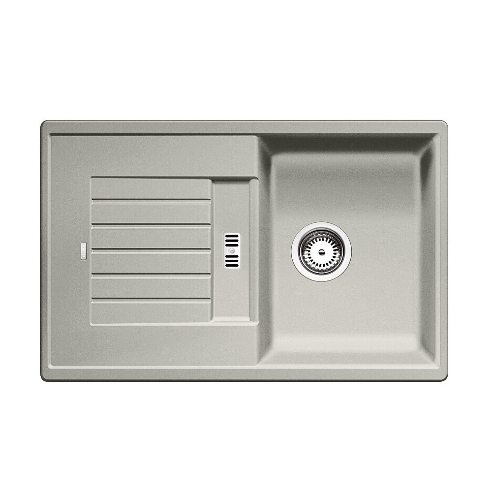 Chiuveta bucatarie, Blanco ZIA 45 S Chiuveta Silgranit gri perlat, 78 x 50 x 19 cm, sifon cu ventil inclus, fara excentric