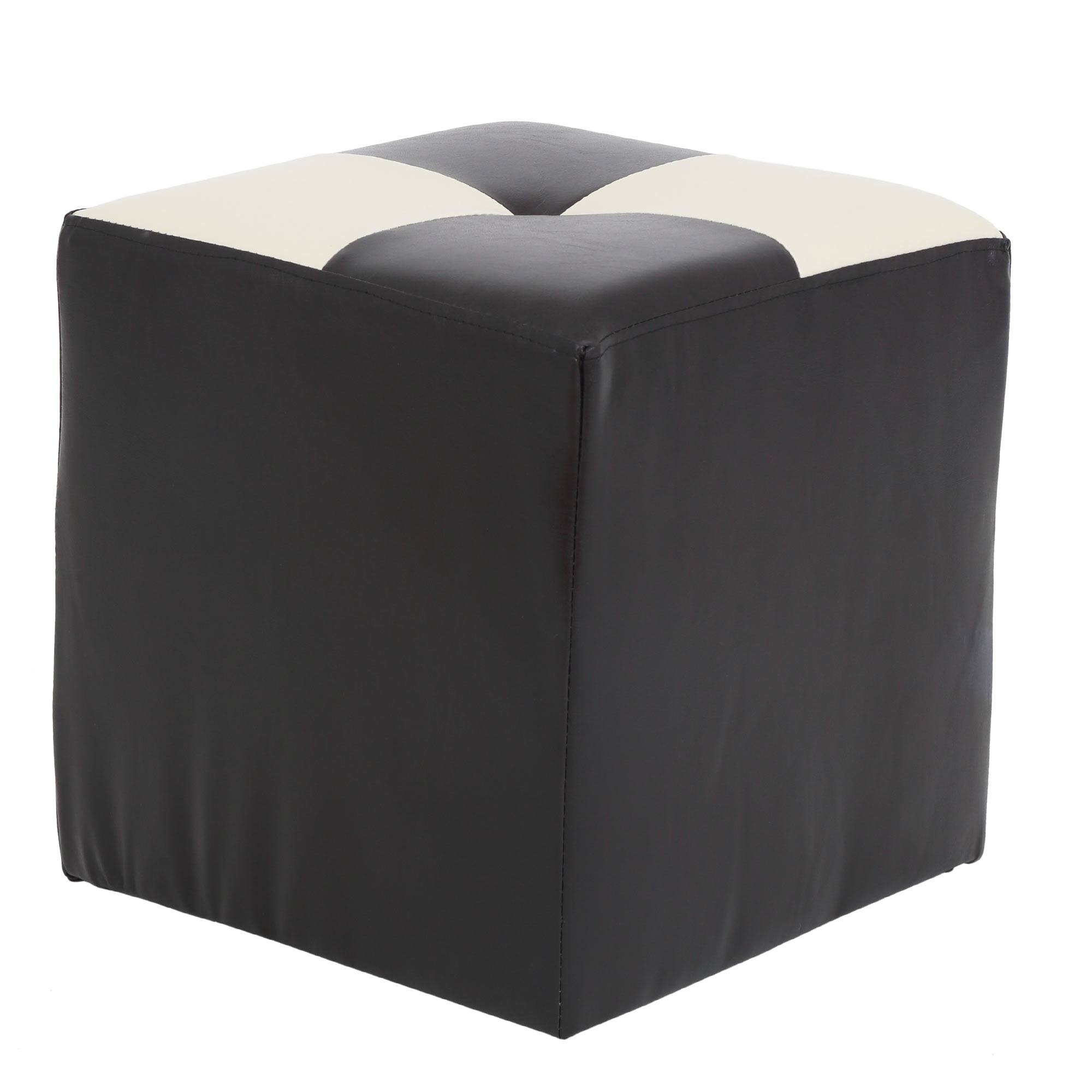 Taburet Cool bicolor, piele ecologica Wenge/Crem, 36x36x38