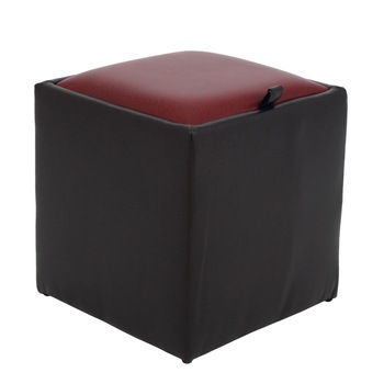 Taburet Box, piele ecologica Wenge/Visiniu 37x37x41 Taburet Box, piele ecologica Wenge/Visiniu 37x37x41