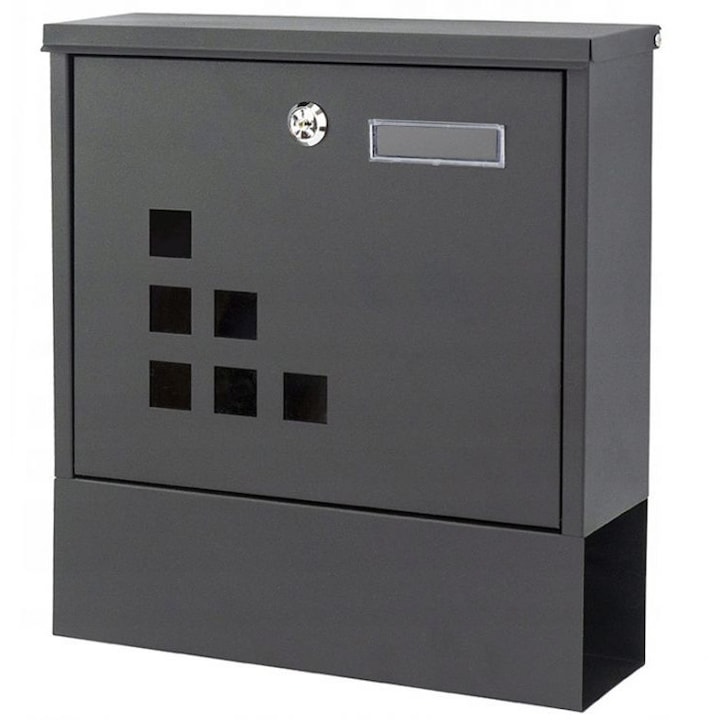 iMK® пощенска кутия, устойчива на корозия антрацитна галванизирана стомана, поставка за вестници, 33,5 x 30,5 x 9,6 cm