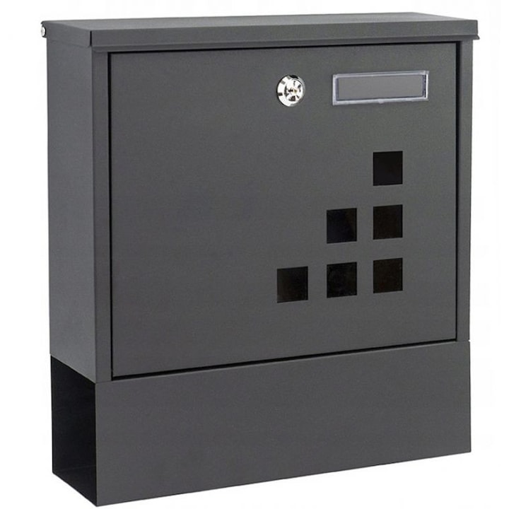 iMK® пощенска кутия, устойчива на корозия антрацитна галванизирана стомана, поставка за вестници, 33,5 x 30,5 x 9,6 cm