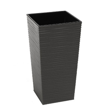 Ghiveci decorativ structurat patrat inalt, 30x30x57cm, insert detasabil 15L, ANTRACIT mat Ghiveci decorativ structurat patrat inalt, 30x30x57cm, insert detasabil 15L, ANTRACIT mat