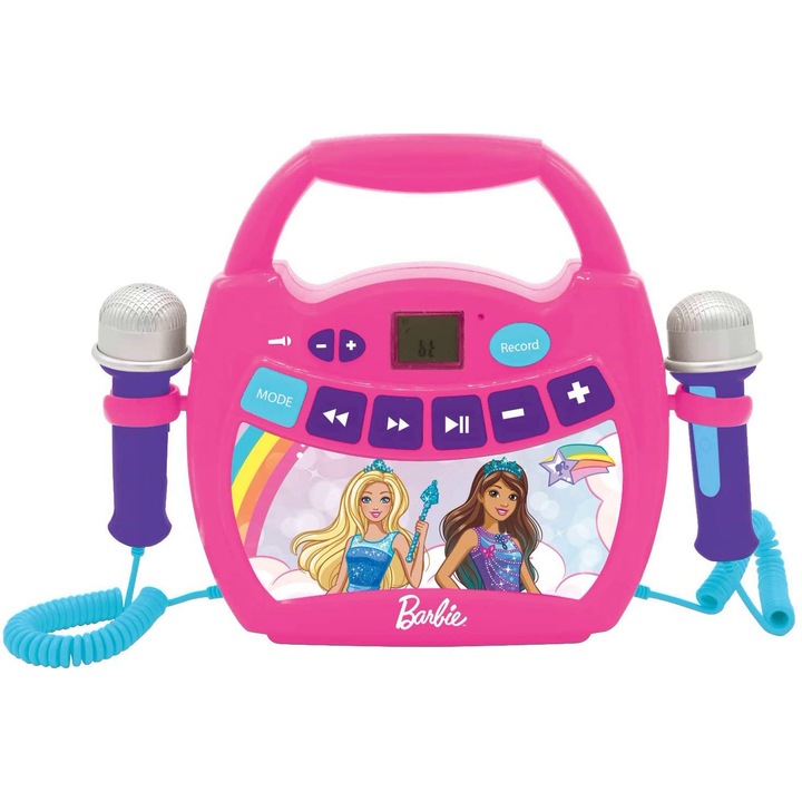 Aparat de karaoke Bluetooth Barbie, cu 2 microfoane