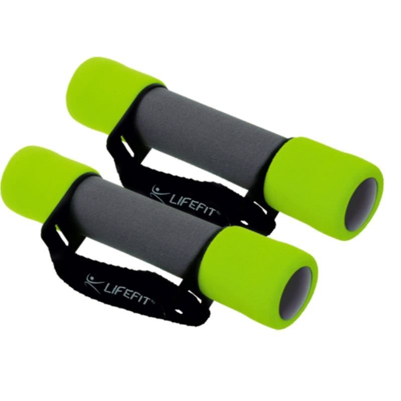 Set gantere spuma LifeFit, 2 x 1kg, negru/verde
