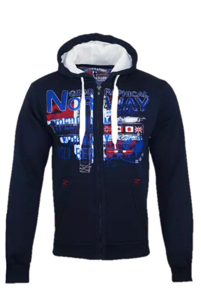 Hanorac Barbati Geographical Norway Getchup, cu gluga si logo supradimensionat, Albastru